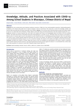 Knowledge, Attitude, and Practices Associated with COVID-19 Among School Students in Bharatpur, Chitwan District of Nepal