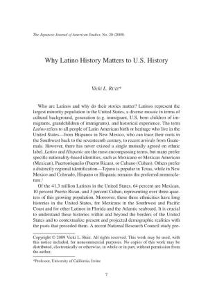 Why Latino History Matters to U.S. History