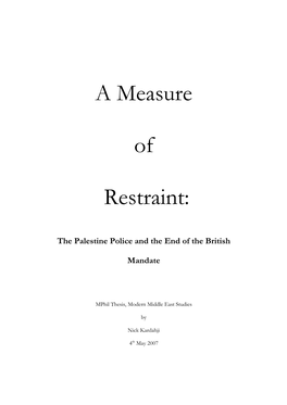 The Palestine Police and the End of the British Mandate