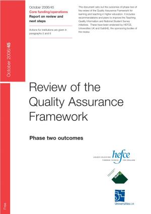 Review of the Quality Assurance Framework for Learning and Teaching in Higher Education