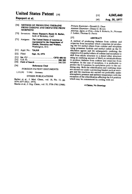 United States Patent (19) (11) 4,045,440 Rapoport Et Al
