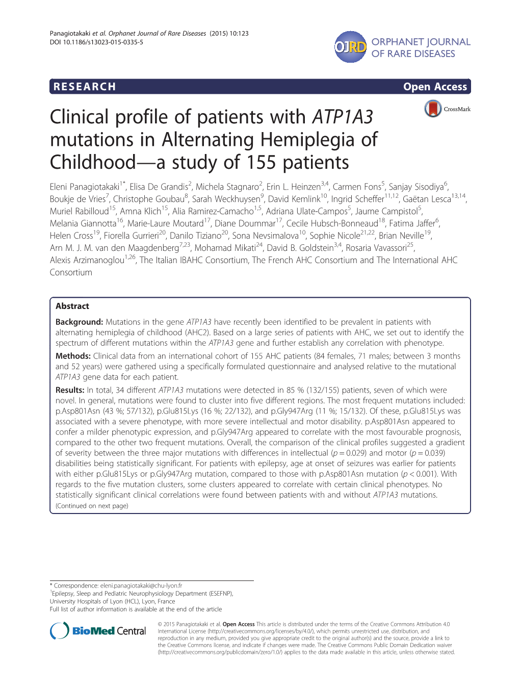 Clinical Profile of Patients with ATP1A3 Mutations in Alternating