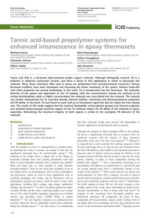Tannic Acid-Based Prepolymer Systems for Enhanced Intumescence in Epoxy Thermosets