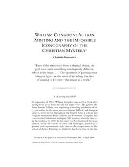 William Congdon: Action Painting and the Impossible Iconography of the Christian Mystery1