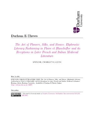 The Art of Flowers, Silks, and Stones: Ekphrastic Literary Fashioning in Floire Et Blanche Or and Its Receptions in Later French and Italian Medieval Literature