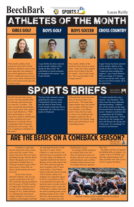 Beechbark Sports 7 Lucas Reilly Athletes of the Month Girls Golf Boys Golf Boys Soccer Cross Country