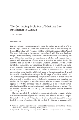 The Continuing Evolution of Maritime Law Jurisdiction in Canada