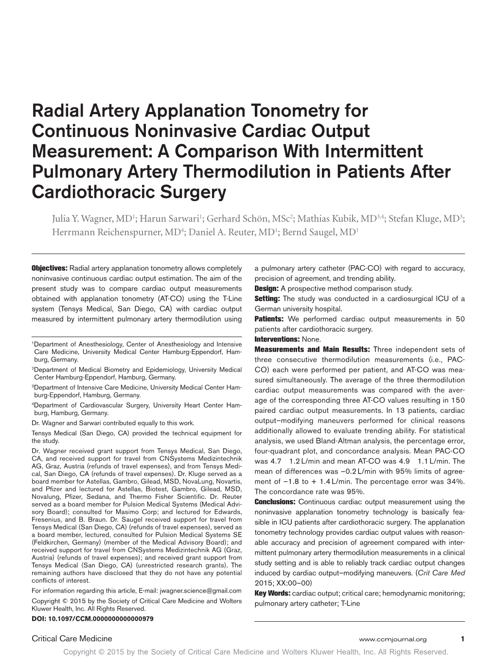 Radial Artery Applanation Tonometry
