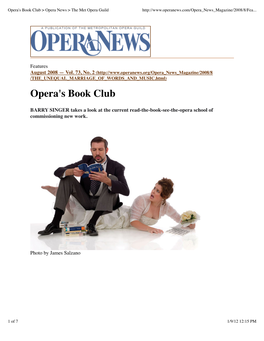 Opera's Book Club &gt; Opera News &gt; the Met Opera Guild