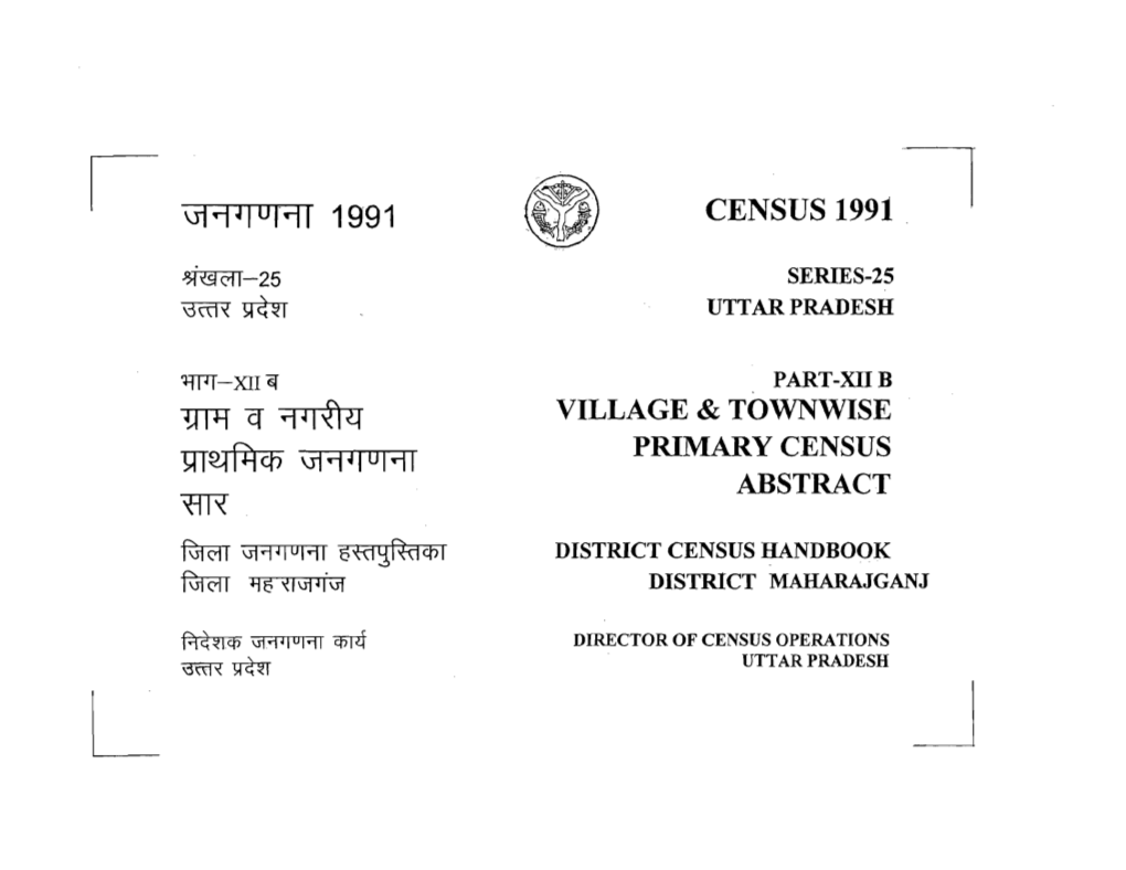 District Census Handbook, Maharajganj, Part-XII-B, Series-25