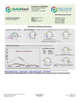 Hormone Testing Summary