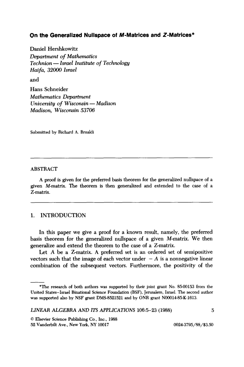 On the Generalized Nullspace of M-Matrices and Z-Matrices*