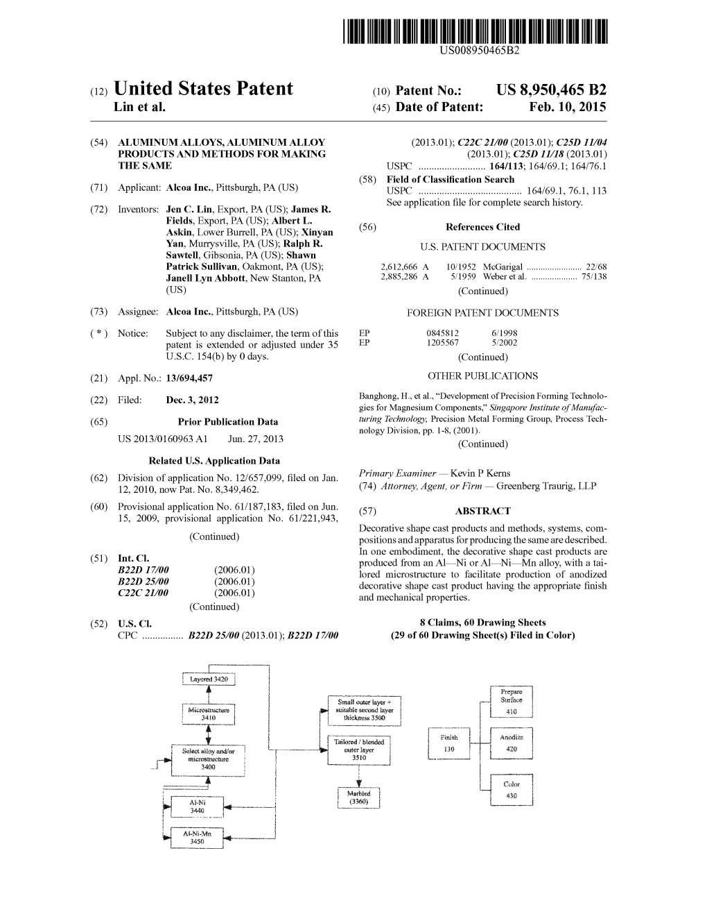 (12) United States Patent (10) Patent No.: US 8,950.465 B2 Lin Et Al