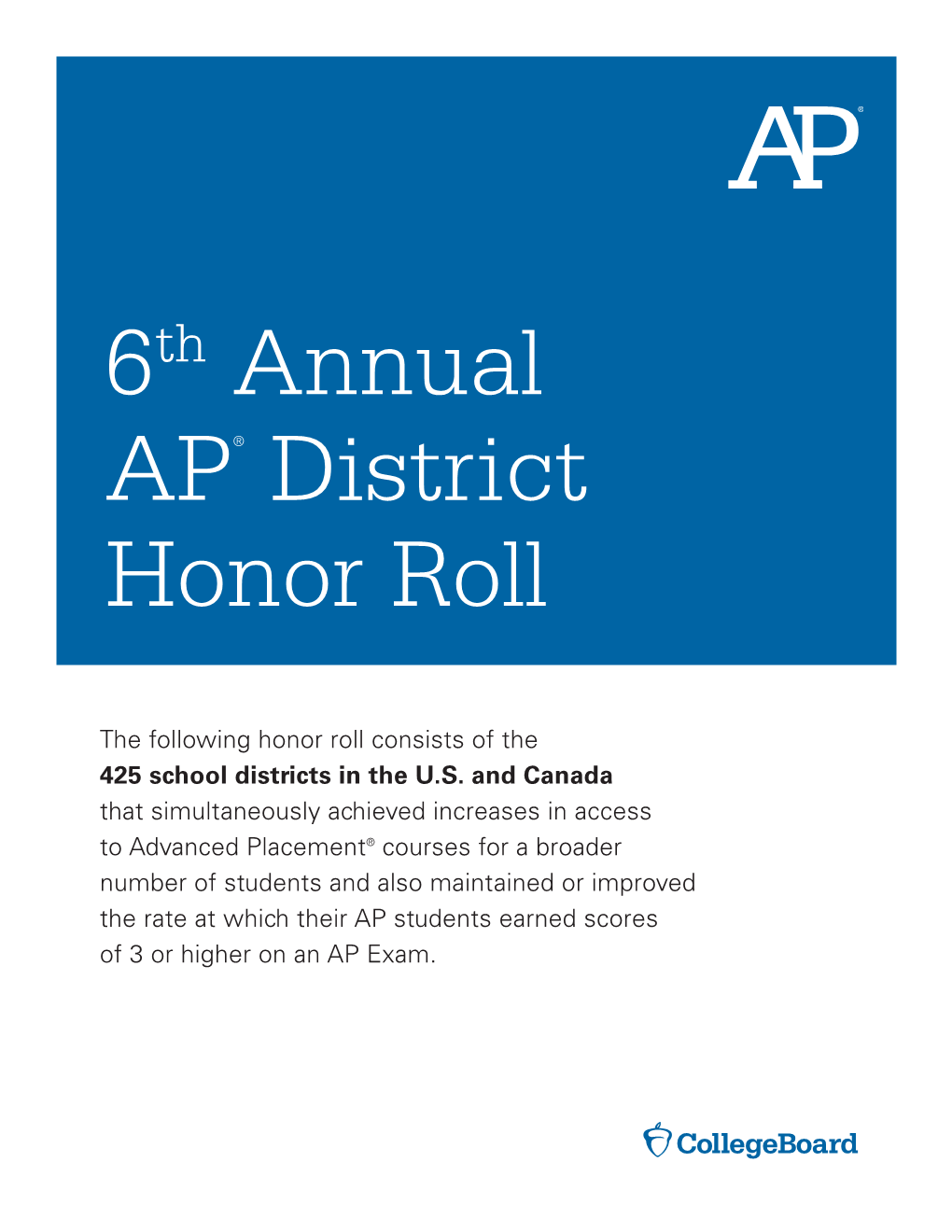 6Th Annual AP District Honor Roll