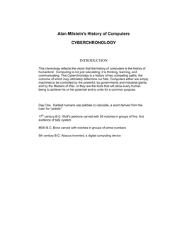 Alan Milstein's History of Computers