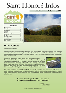 Saint-Honoré Infos Bulletin Communal - Décembre 2019