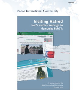 Inciting Hatred Iran’S Media Campaign to Demonize Bahá’Ís