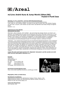 André Kunz & Jump World (Olten/BS) Fusion'n'funk'jazz