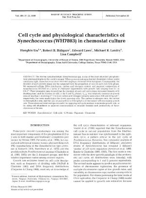Cell Cycle and Physiological Characteristics of Synechococcus (WH7803) in Chemostat Culture