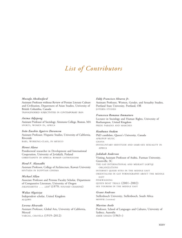 View the List of Contributors