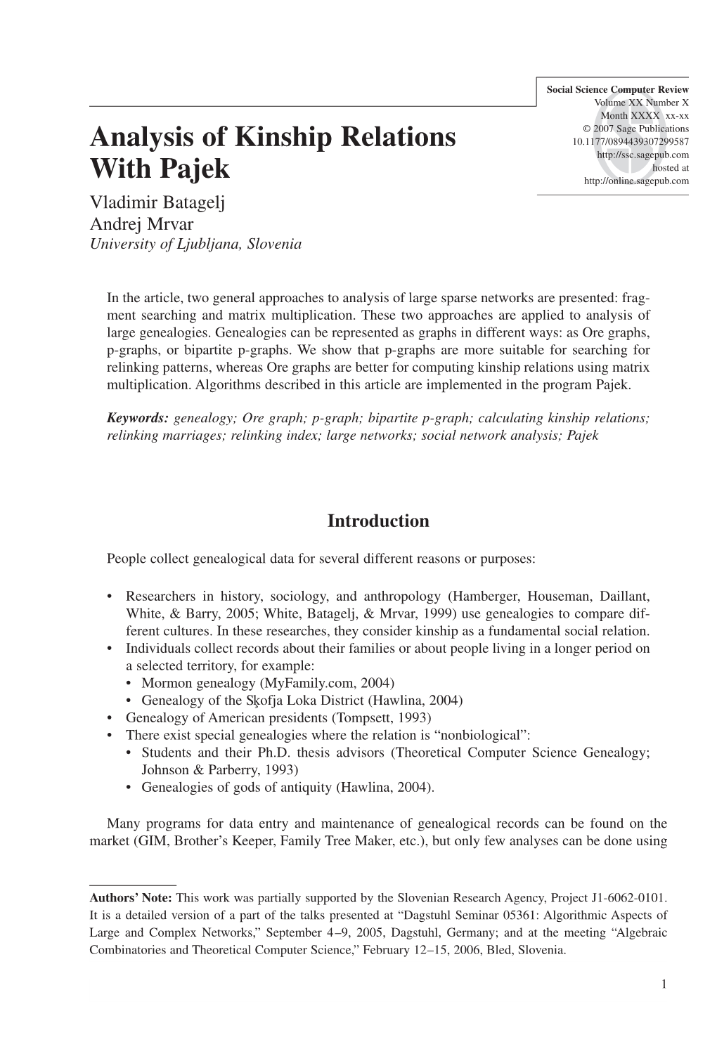 Analysis of Kinship Relations with Pajek 3