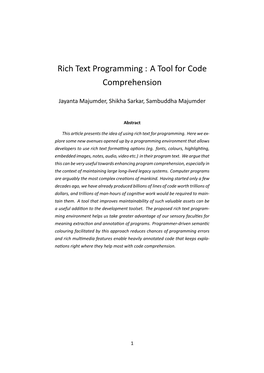 Rich Text Programming : a Tool for Code Comprehension