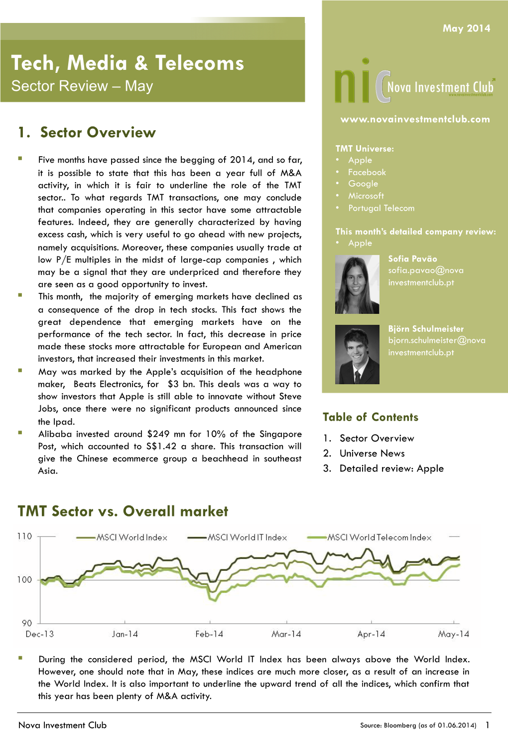 Apple It Is Possible to State That This Has Been a Year Full of M&A • Facebook Activity, in Which It Is Fair to Underline the Role of the TMT • Google Sector