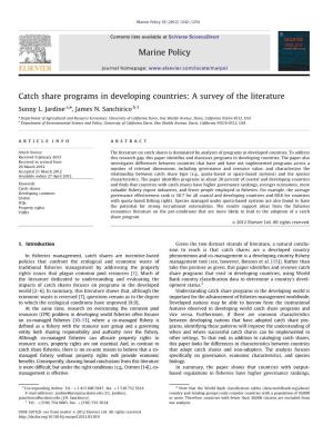 Catch Share Programs in Developing Countries a Survey of the Literature