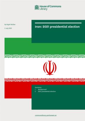 Iran: 2021 Presidential Election