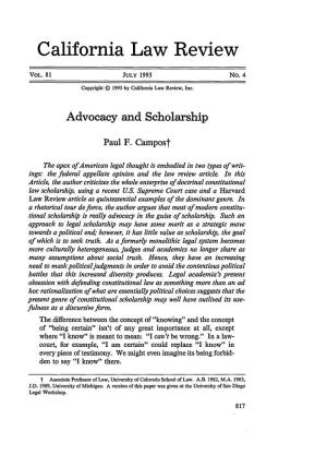 Advocacy and Scholarship