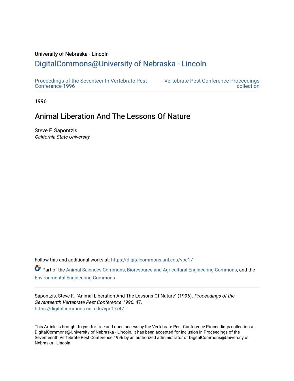 Animal Liberation and the Lessons of Nature