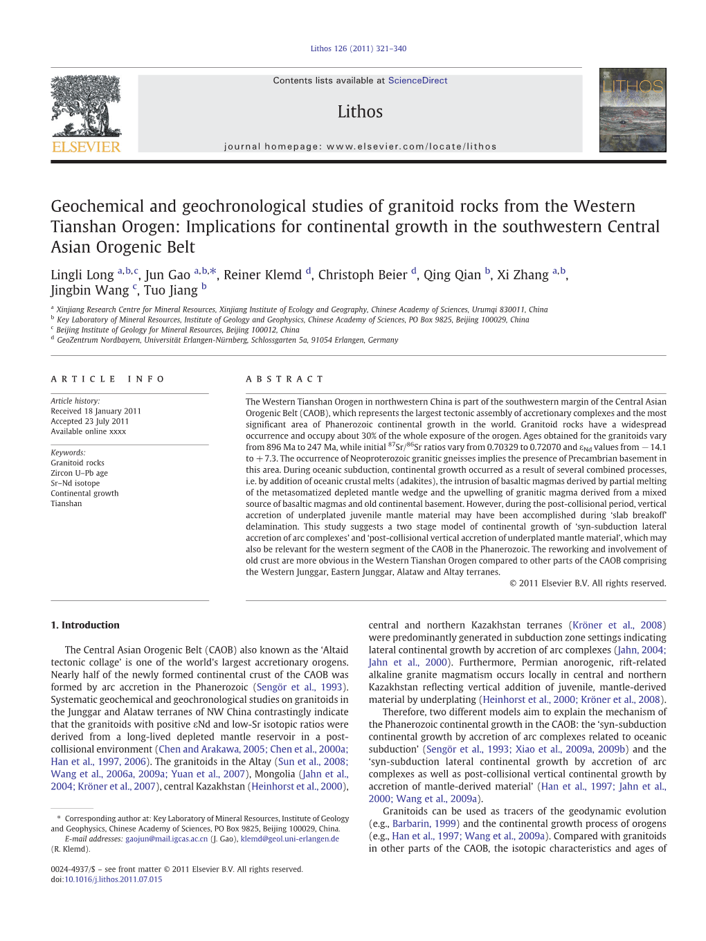 Geochemical and Geochronological Studies of Granitoid Rocks from The