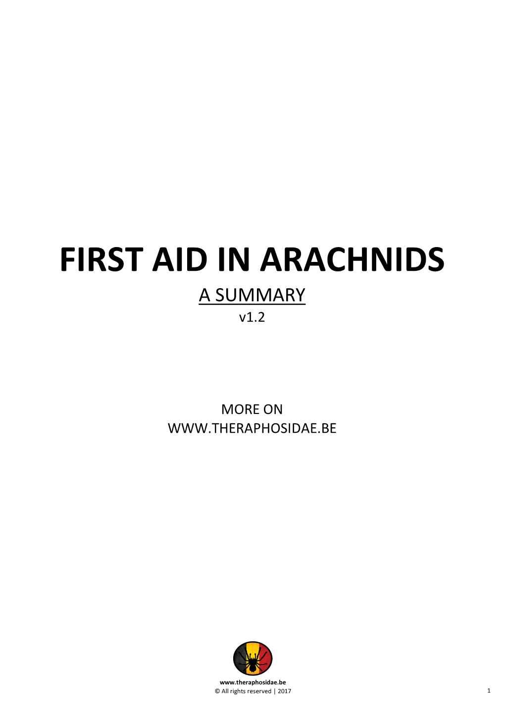 FIRST AID in ARACHNIDS a SUMMARY V1.2