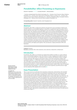 Pseudobulbar Affect Presenting As Hypomania