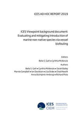 Evaluating and Mitigating Introduction of Marine Non-Native Species Via Vessel Biofouling