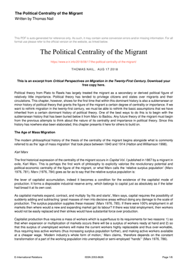 The Political Centrality of the Migrant Written by Thomas Nail