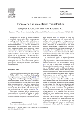 Biomaterials in Craniofacial Reconstruction