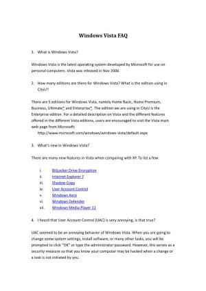 Windows Vista FAQ