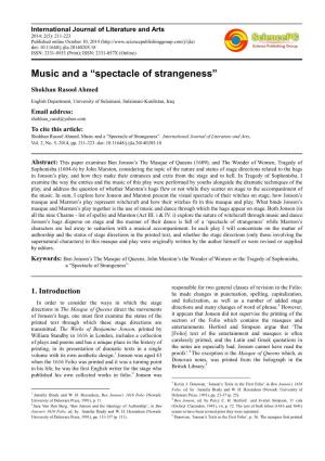 Spectacle of Strangeness”