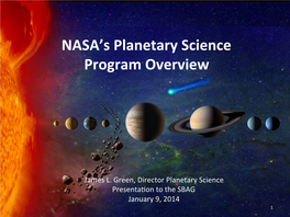 NASA's Planetary Science Program Overview