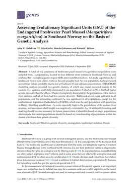 (ESU) of the Endangered Freshwater Pearl Mussel (Margaritifera Margaritifera) in Southeast Norway on the Basis of Genetic Analysis