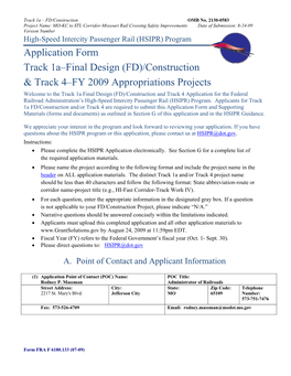 Construction & Track 4–FY 2009 Appropriations Projects