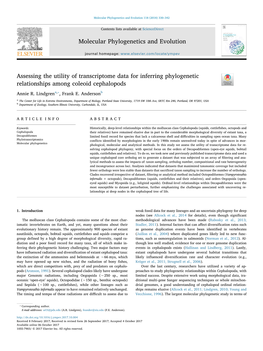 Assessing the Utility of Transcriptome Data for Inferring Phylogenetic T Relationships Among Coleoid Cephalopods ⁎ Annie R