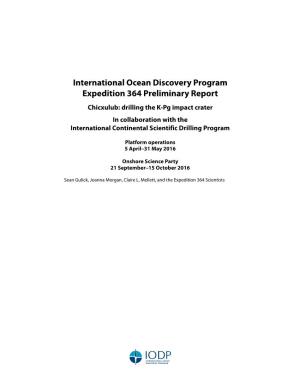 International Ocean Discovery Program Expedition 364