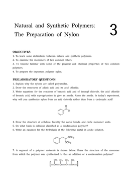 Natural and Synthetic Polymers: the Preparation of Nylon 3
