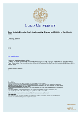 Some Unity in Diversity: Analysing Inequality, Change, and Mobility in Rural South India