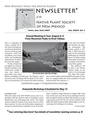 Newsletter* of the Native Plant Society of New Mexico April, May, June 2009 Vol