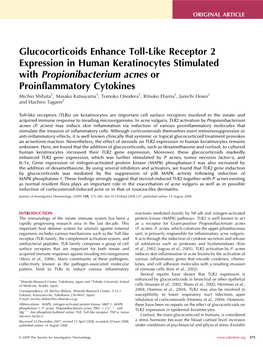 Glucocorticoids Enhance Toll-Like Receptor 2 Expression in Human
