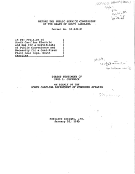 Petition of South Carolina Electric and Gas for a Certificate of Public Convenience and Necessity for a Coal-Fired Plant Near Cope, South Carolina