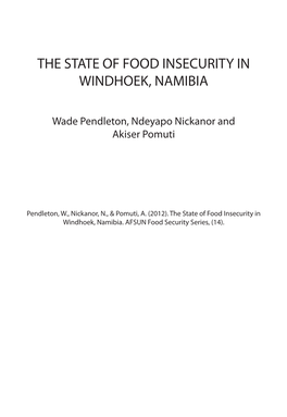 The State of Food Insecurity in Windhoek, Namibia